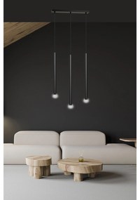 Lampadario 3 Luci Moderno Shu Acciaio Nero E Paralumi A Cilindri Sottili