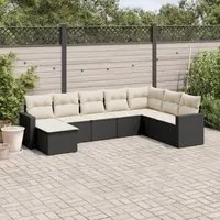 Set Divani da Giardino con Cuscini 8 pz Nero in Polyrattan 3219346