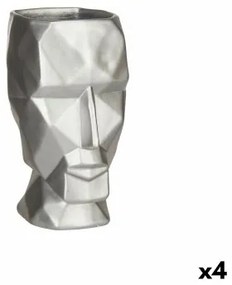 Vaso 3D Viso Argentato Poliresina 12 x 24,5 x 16 cm (4 Unità)