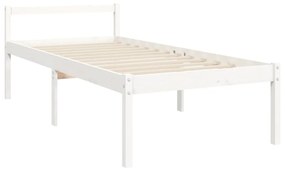 Letto per Anziani con Testiera Bianco 100x200 cm Legno Massello