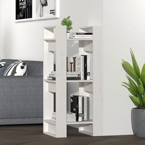 Libreria/divisorio Bianco 41x35x91 Cm İn Legno Massello Di Pino /