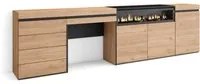 Credenza, 277x35x75 cm, Camera da letto, stanza, Camino elettrico, Cassettiera, Tavolo da toeletta, Rovere , RF3413