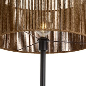 Lampada da terra nera con paralume in corda di carta marrone 50/50/25 - Simplo