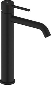 Rubinetto per lavabo getto laminare cristallino TAYRONA nero verniciato opaco HUBER H 28.7 cm