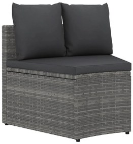 Set Divani da Giardino 6 pz con Cuscini in Polyrattan Grigio