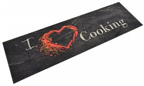 Tappeto Da Cucina Lavabile Nero Cucinare 45x150 Cm Velluto /