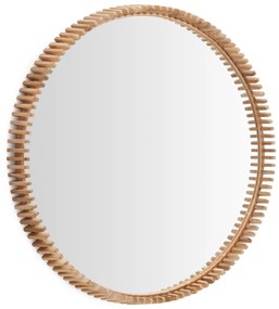 Kave Home - Specchio Polke in legno di teak Ã˜ 100 cm