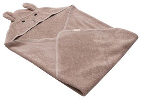 Asciugamano in cotone rosa-marrone con cappuccio 75x75 cm Rabbit - Kindsgut
