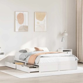 Letto Senza Materasso Bianco 140x200 Cm Legno Massello Di Pino /