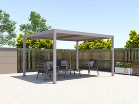 Casetta per terrazzo bioclimatica elettrica a lamelle orientabili 12 m² Tortora in Alluminio - AMADORA
