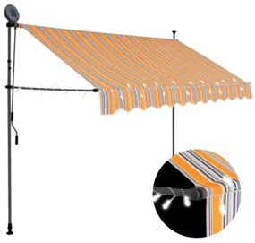 Tenda da Sole Retrattile Manuale con LED 300 cm Giallo e Blu