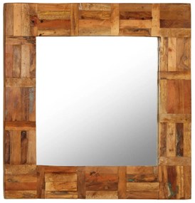 Specchio da Parete in Legno Massello di Recupero 60x60 cm
