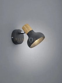 Latika spot singolo metallo nero ed effetto legno h. 17,5cm 1 luce ...