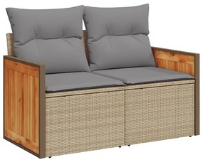 Set divano da giardino 9 pz con cuscini beige in polyrattan