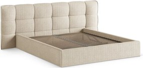 Letto matrimoniale imbottito beige con contenitore con rete inclusa 200x200 cm Eric – Micadoni