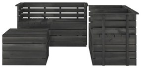 Set Divani da Giardino su Pallet 5 pz Legno Pino Grigio Scuro