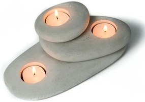 SET 3x Supporto per candele da tè 21,5cm/15cm/9cm in cemento