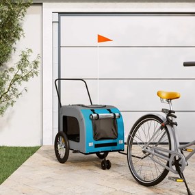 Rimorchio Da Bici Per Animali Blu E Grigio Oxford E Ferro /