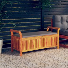 Panca portaoggetti giardino cuscino 126cm legno massello acacia