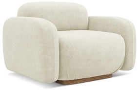 Parte divano componibile color crema con rivestimento in bouclé Ailani – Makamii