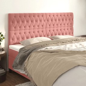 Testiera 4 Pz Rosa 90x7x78/88 Cm İn Velluto /