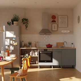 Cucina in kit DELINIA Eleki grigio 4 basi L 240 cm
