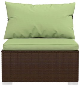 Set Divani da Giardino 7 pz con Cuscini in Polyrattan Marrone