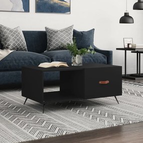 Tavolino Da Salotto Nero 90x50x40 Cm İn Legno Multistrato /