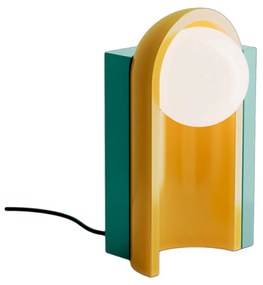 Lampada Da Scrivania Decò Cléo Ceramica Turchese E Giallo 1 Luce E27