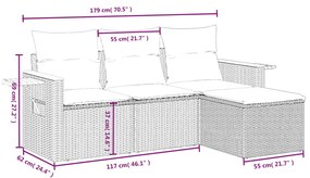 Set Divani da Giardino 4 pz con Cuscini Nero in Polyrattan