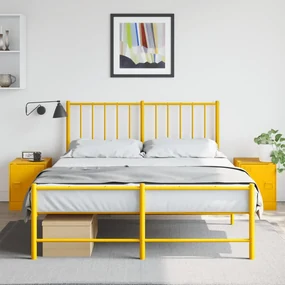Comodini 2 Pz Giallo Senape 34,5x39x44 Cm İn Acciaio /