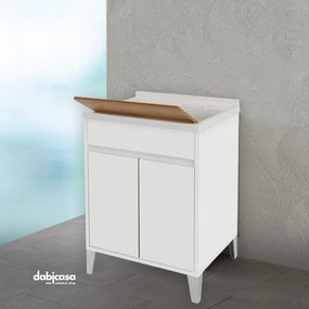 Lavatoio "Mondo 2.0" Con Due Ante Bianco Laccato Da 60x50cm