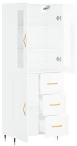 Credenza Bianco Lucido 69,5x34x180 cm in Legno Multistrato