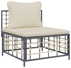 Set Divani da Giardino 5 pz con Cuscini Antracite in Polyrattan