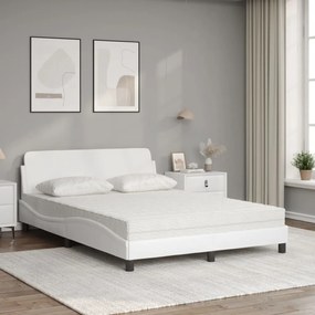 Letto con materasso bianco 140x200 cm in similpelle