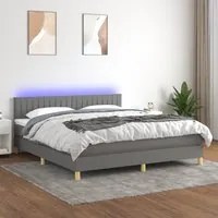 Letto a Molle Materasso e LED Grigio Scuro 180x200cm in Tessuto cod mxl 68626