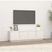 Mobile Porta TV Bianco 140x40x40 cm in Legno Massello di Pino 814460