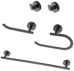 Set accessori a muro 5 pezzi in acciaio nero opaco e viti incluse  Chic Black