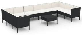 Set Divani da Giardino 11 pz con Cuscini in Polyrattan Nero