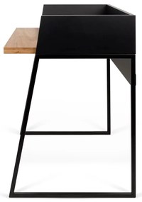 Scrivania nera con dettagli in noce Volga - TemaHome