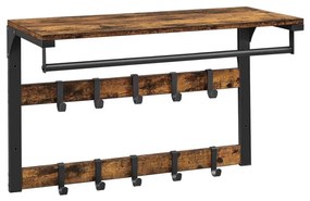 Appendiabiti da parete con mensola NATE marrone/nero