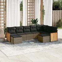 Set Divano da Giardino 9 pz con Cuscini Grigio in Polyrattancod mxl 89467