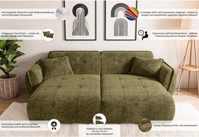 Divano verde con chaise lounge con rivestimento in ciniglia 252 cm Nelia Big – Ropez