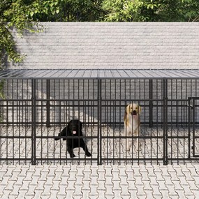 Gabbia Per Cani Da Esterno Con Tetto İn Acciaio 11,26 M² /