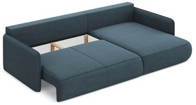 Divano angolare blu allungabile/con contenitore (con penisola a destra) Nanea – Makamii