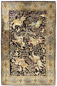 Ghom Tappeto 110 x 170 Blu (Iran) Annodato A Mano