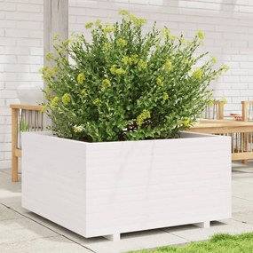 Fioriera Da Giardino Bianca 90x90x49,5cm Legno Massello Di Pino /