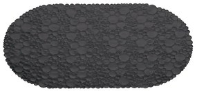 Tappetino doccia antiscivolo nero in gomma ovale con ventose