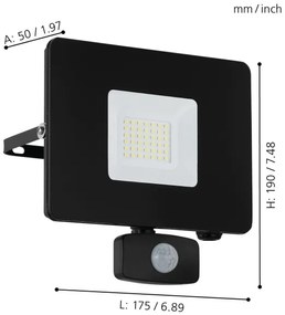 Eglo 97462 - Riflettore a LED con sensore FAEDO 3 LED/30W/230V