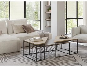 Set di tavolini da salotto con piano effetto rovere 3 pz 70x110 cm Titan – Marckeric